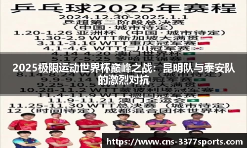 2025极限运动世界杯巅峰之战：昆明队与泰安队的激烈对抗